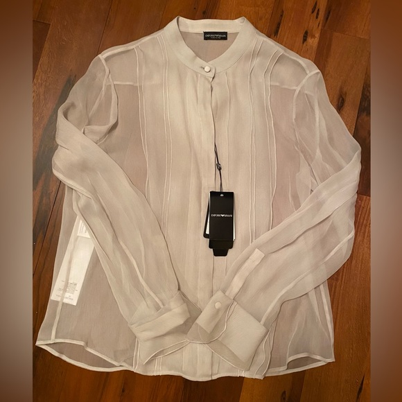 Emporio Armani Tops - Emporio Armani Sheer Button Up Blouse NWT